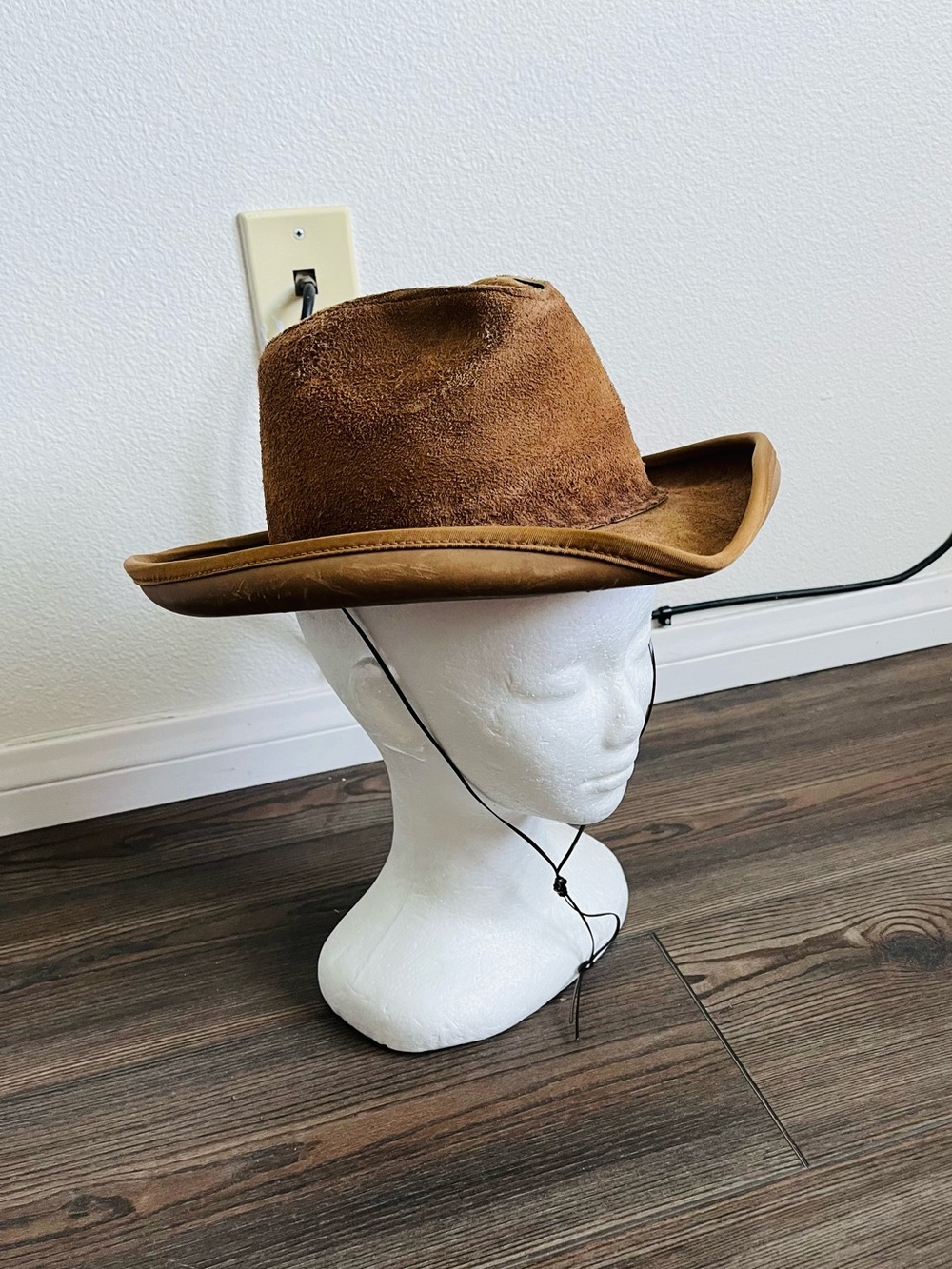 Stetson Brown Suede Western Hat with Leather Brim